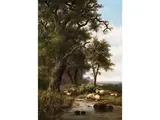 Schafe an Einem Waldbach by Hendrik Pieter Koekkoek, oil on canvas, sold Sep 2023