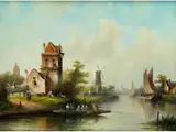 Niederländische Landschaft mit Windmühle by Jan Jacob Coenraad Spohler, oil on panel, offered Mar 2025