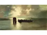 Fischerboote vor der Silhouette von Venedig by Alberto Prosdocimi, oil, sold Dec 2025