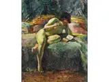 Sitzender Weiblicher akt by Gustav Peter Franz Schraegle, oil on canvas, offered Jun 2024