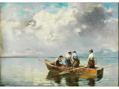 Fischer am Chiemsee by Josef Wopfner, oil on canvas, sold Jun 2024