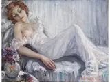 Schlafende Dame auf Einem Chaiselongue by Herman Eberstein, oil on canvas, offered Mar 2025