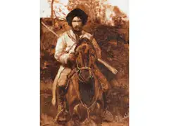 Tscherkessischer Reiter by Franz Roubaud, oil on board, offered Mar 2023