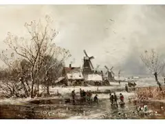 Eisvergnügen in Holländischer Landschaft by Adolf Stademann, oil on canvas, sold Jun 2026