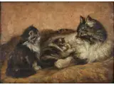 Liegende Katzenmutter mit Ihren Jungen by Henriëtte Ronner-Knip, oil on panel, sold Mar 2023