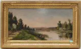 Landschaft an der Seine by Paul Emmanuel Péraire, oil on panel, sold Sep 2024