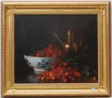 Stillleben mit Kirschen by Dominique Rozier, oil on canvas, sold Sep 2024