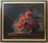 Blumenstillleben mit Klatschmohn by Max Theodor Streckenbach, oil on canvas, offered Sep 2024