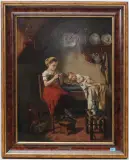 Die Geschwister by J. Varenbergh, oil on panel, sold Sep 2024