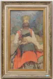 Veva beim Nähen by Alessandro Lupo, oil on canvas, offered Sep 2024