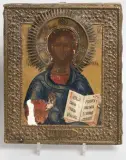 Russisch, 19.Jh by Christus Pantokrator mit Basma, tempera, offered Sep 2024