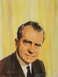 Portrait of Richard Nixon by Mark Miller, gouache on board, sold Sep 2024