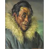 Portrait of a Man in Fur by Christian von Schneidau, oil on canvas, sold May 2022