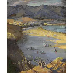 Beach View by Albert Sheldon Pennoyer, circa 1930, pastel on paper, sold May 2022