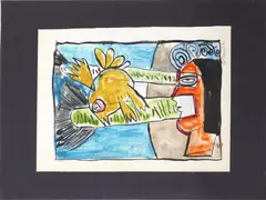 Untitled by Guillaume Corneille, watercolor, sold May 2022