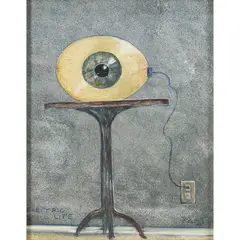 Electric Still life by Douglas Fairchild, 1990, gouache on board, sold May 2022