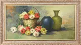 Still Life with Flowers and Vases by Crispin Lopez, 1968, oil on canvas, sold May 2022