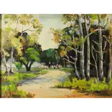 Untitled by Robert M. Harris, oil on board, sold May 2022