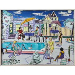 Have a Lucky Strike by Leslie Lew, 1984, oil and sculpting medium on canvas, sold May 2022