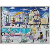 Have a Lucky Strike by Leslie Lew, 1984, oil and sculpting medium on canvas, sold May 2022