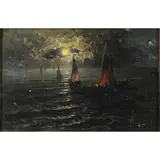Nocturnal Nautical Scene by Augusto Ferri, 1887, oil on canvas, sold May 2022