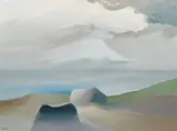 Glacial Boulders, Savary Island, B.C. by Toni Onley, oil on canvas, sold Sep 2020