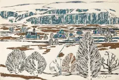 David Milne, Fox Hill on a Rainy Day (Boston Corners) by David Brown Milne, watercolour, sold Sep 2020