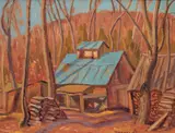 A.Y. Jackson, Sugar Shanty, L'Islet by A. Y. Jackson, oil on double-sided board, sold Sep 2020