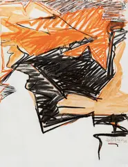 Rencontre by Jacques Hurtubise, mixed media on board, sold Sep 2020