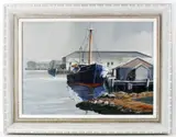 Calm Dock by Robert Oliver, acrylic on canvas, sold Oct 2024