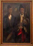 Dos Musicos by Emilio Prieto Rodriguez, 1965, Oil on Canvas, sold Apr 2024