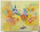 Village Landscape Scene by Heshi Yu, Acrylic on Canvas, sold Apr 2024
