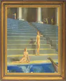 Art Nouveau Nude Figural Scene by D.H. Jordan, Oil on Canvas, sold Apr 2024