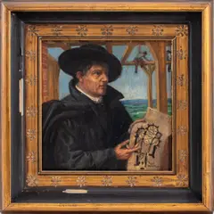 Architect's Portrait by Theodor Winter, Oil on Wood Panel, sold Apr 2024