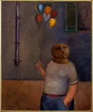 Man with Balloons by Arnaldo Miccoli, Oil on Canvas, sold Apr 2024