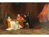 Spielpartie mit Kardinal by Alexandre Antonovich Rizzoni, oil on panel, sold Mar 2023