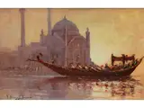 Blick auf Istanbul im Ersten Licht der Morgendämmerung by Robert Dumont-Duparc, oil on board, sold Mar 2021
