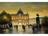 Abendlich Erleuchtetes Stadtpalais mit Kuppel by J. London, oil on panel, sold Jun 2019