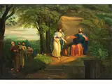Jesus und die Samariterin by Matthäus Christoph Hartmann, oil on panel, offered Sep 2019