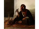 Wasserpfeife Rauchender Beduine by Orientalist des 19. Jahrhunderts, oil on canvas, offered Apr 2022