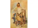 Figurenstudie Einer Frau mit Fächer by Eduardo Dalbono, oil on board, offered Apr 2016