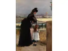 Junge Frau mit Tochter auf Einem Balkon by Francesco Vinea, oil on canvas, sold Mar 2015
