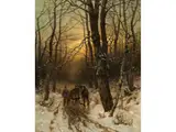 Jäger im Verschneiten Wald by Desire Thomassin, oil on canvas, sold Sep 2024