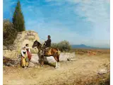 Vor Einem Italienischen Brunnen by Albert Flamm, oil on panel, offered Mar 2025