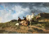 Ziegenherde auf Einer Weide by Charles Humbert, oil on canvas, sold Dec 2025