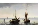 Fischerkutter bei Ruhiger see by Eugène Wolters, oil on canvas, offered Mar 2024