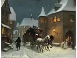 Postillon in Winterlichem Städtchen by Reinhold Braun, oil on panel, offered Mar 2024