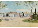 Uferpromenade mit Blick auf Venedig by Heinrich Rasch, oil on panel, offered Jun 2023