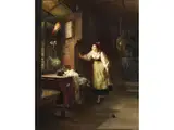 Junger Mann Beim Fensterln by Friedrich Ortlieb, oil on canvas, offered Jun 2023