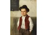 Schuljunge by Hugo Oehmichen, oil on canvas, offered Jun 2025